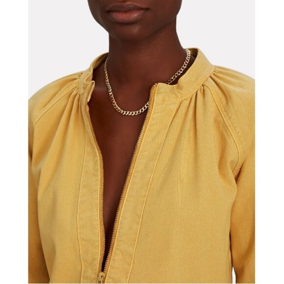 💕MOTHER DENIM💕 Gatherer Short Romper ~ So Far Gone - Rattan Yellow Size Small - Picture 5 of 16